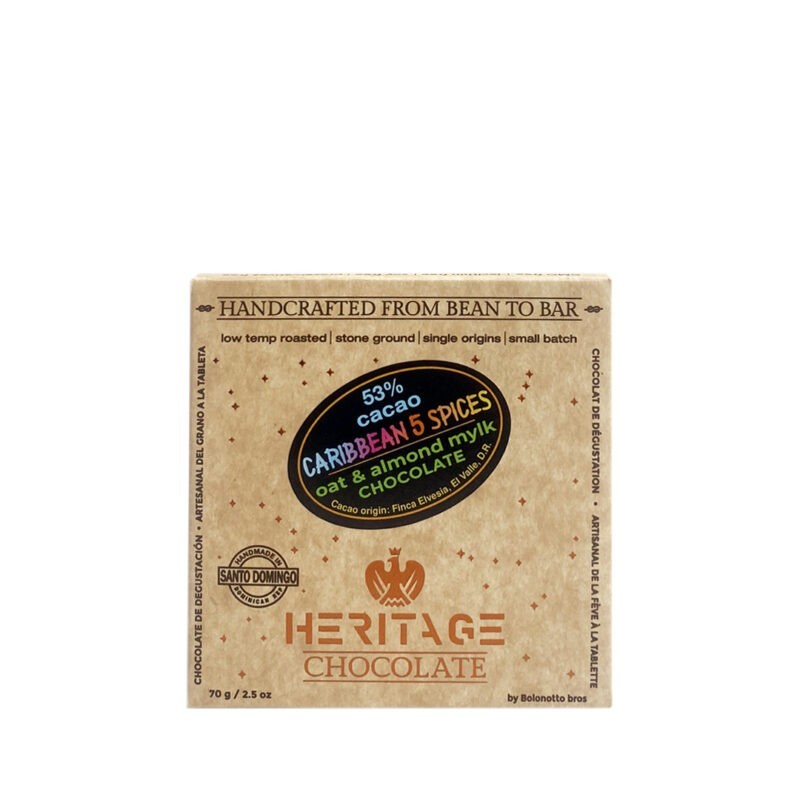 Heritage - Cioccolato fondente 53% con avena, latte di mandorle e spezie - Repubblica Domenicana