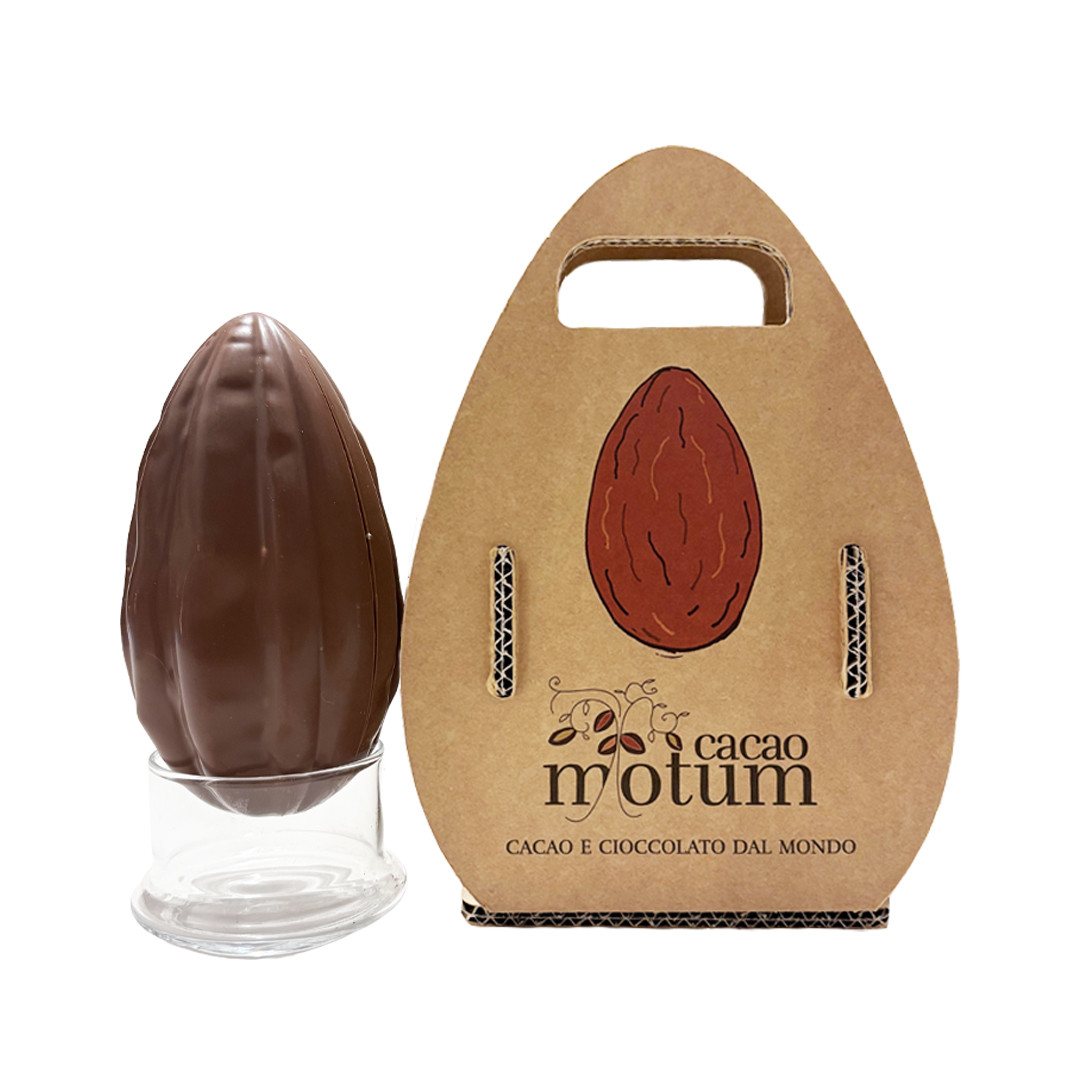 Uovo Cabossa gianduia e bianco di anacardo cacao Colombia con nocciola IGP Piemonte