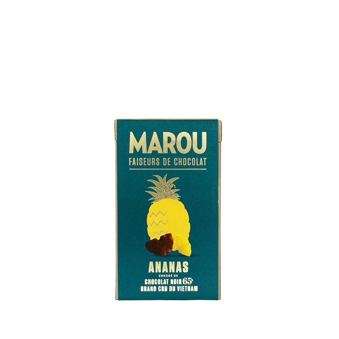 MAROU - Scorze di ananas in cioccolato fondente 65%