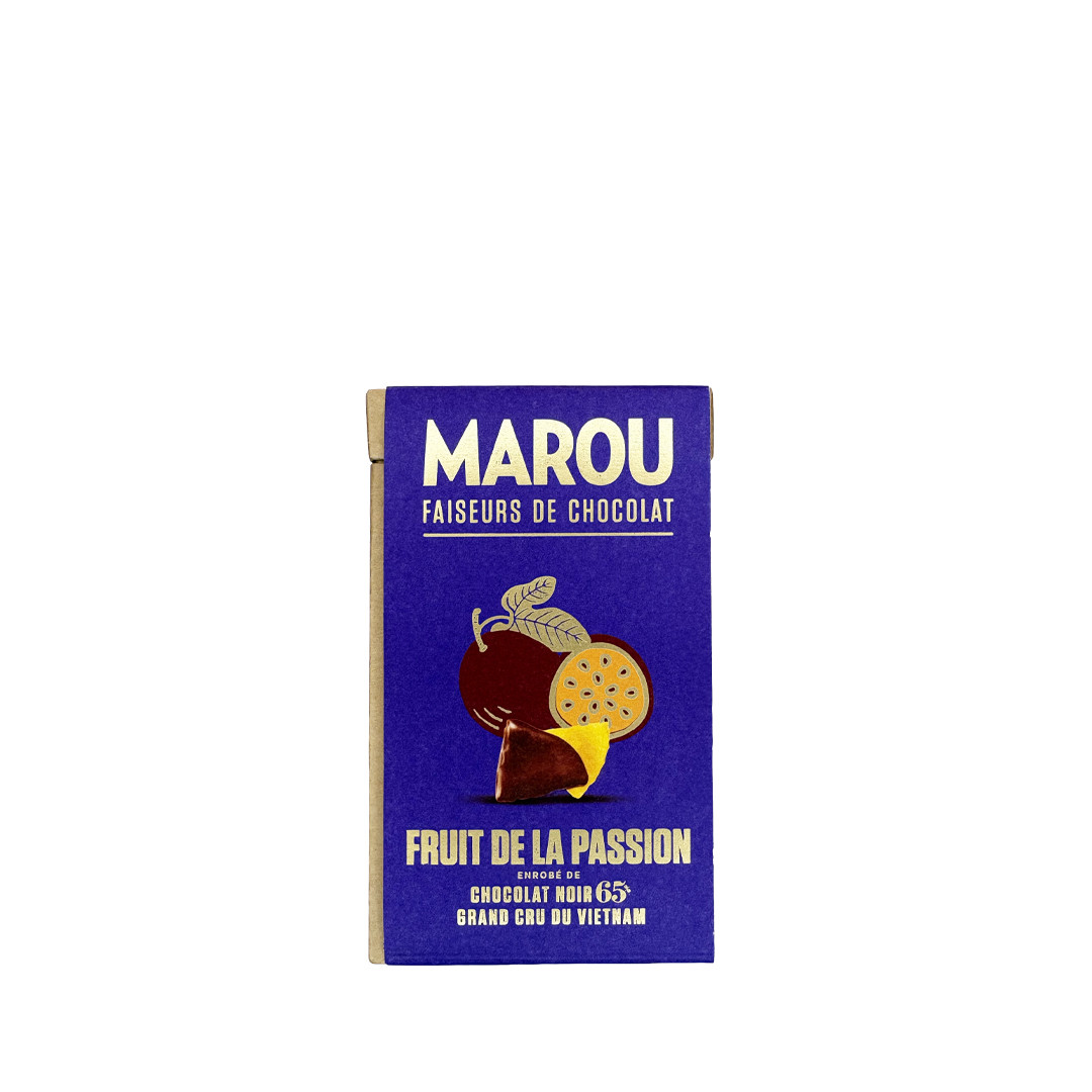 MAROU - Scorze di frutto della passione in cioccolato fondente 65%
